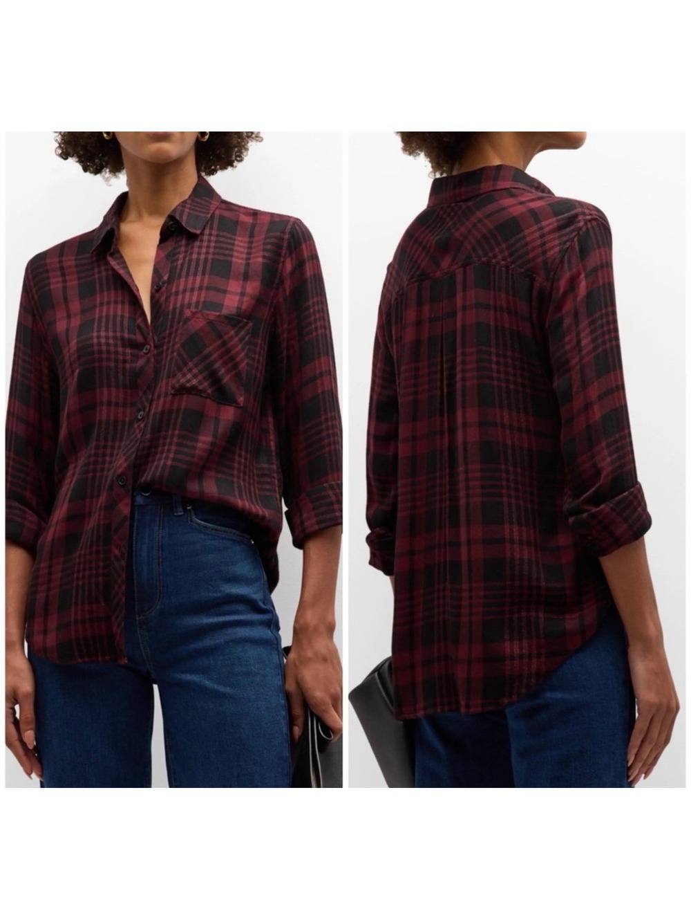 Rails Hunter Red & Navy Blue Women's Button Down Shirt SZ Medium